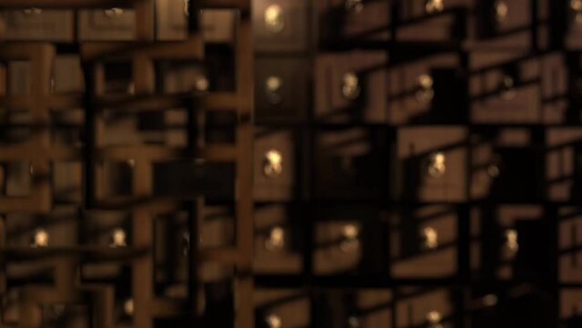 wood drawers in chinese medicine store 3d rendered