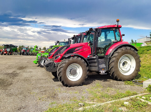 Modern agricultural wheeled tractor Valtra at the annual Volga agro-industrial exhibition