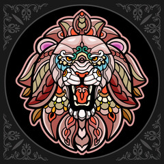 Colorful Lion head mandala arts isolated on black background