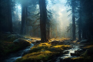 Fototapeta premium Fantasy forest illustration