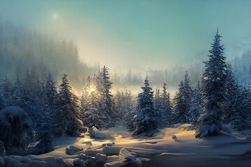 Winter forest illustration