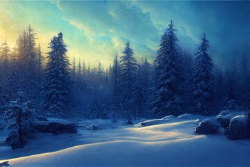 Winter forest illustration