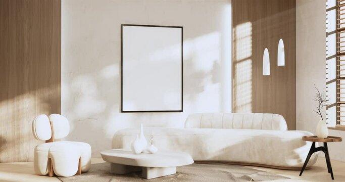 Modern room interior wabisabi style.3D rendering