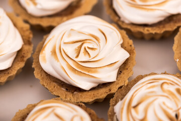 Obraz na płótnie Canvas traditional cakes, apple pie mini tarts on white background