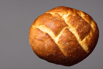 a loaf of bread, high calorie staple food, well baked and crusty