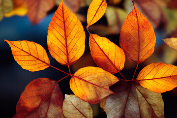 Obraz premium Autumn Leaf. Colorful background of multicolor leaves with natural light. Ai generated image