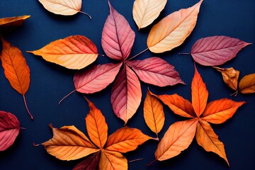 Obraz premium Autumn Leaf. Colorful background of multicolor leaves with natural light. Ai generated image
