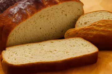 a loaf of bread, high calorie staple food, well baked and crusty