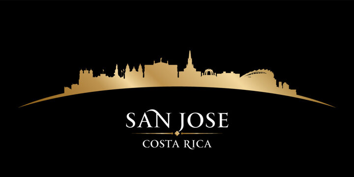 San Jose Costa Rica City Silhouette Black Background