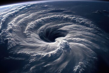 Powerful hurricane, cyclone view from space. Meteorological research from space. 3d illustration - obrazy, fototapety, plakaty