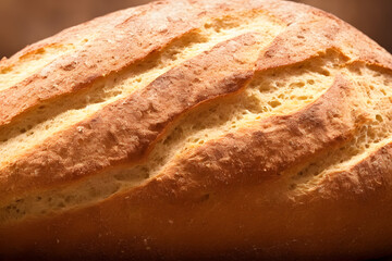 a loaf of bread, high calorie staple food, well baked and crusty