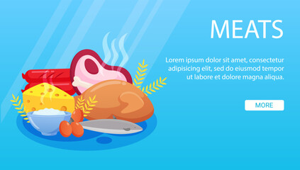 Meat food banner template vector illustration