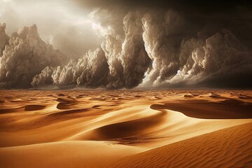Sand dunes, desert storm abstract background. Digital illustration.