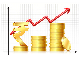 Indian rupee investment and saving financial growing chart template.