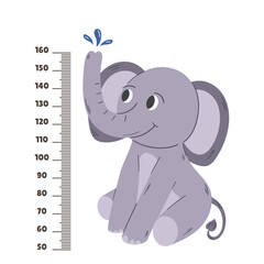 Kids Centimeter Scale With Elephant. Height Meter With Funny Cartoon African Animal And Growth Chart For Children