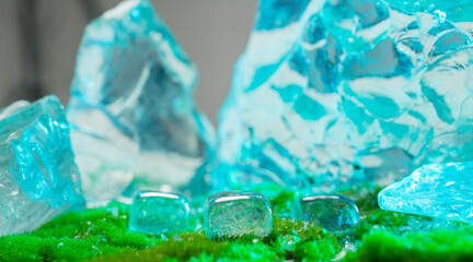 ice background.winter ice christmas background podium