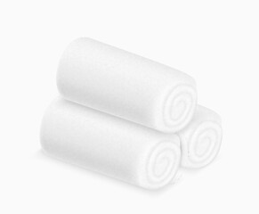 Clean terry towels isolated. 3d realistic spa cotton towels for hotel bathroom hygiene or sauna