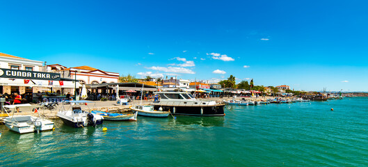 BALIKESIR, TURKEY - SEPTEMBER 5, 2022: CUNDA ISLAND (Alibey Island) beautiful landscape with blue sky. Ayvalik, Balikesir, Turkey.
