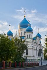 Fototapeta na wymiar Moscow. Nikolo-Perervinsky Monastery. Iberian Cathedral. View from Shosseynaya street