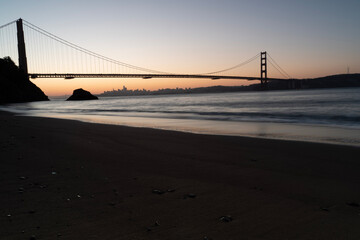 Golden Gate Bridge in california USA. With fort in the sunrise and sunset with the Pacific Ocean view