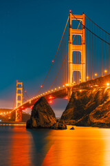 Golden Gate Bridge in california USA. With fort in the sunrise and sunset with the Pacific Ocean...