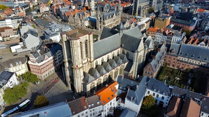 Drone photo saint Michel church Ghent Belgium europe	