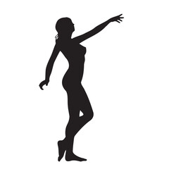 Fototapeta na wymiar Vector silhouette of an active woman in a sensual pose on a white background