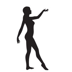 Vector silhouette of an active woman in a sensual pose on a white background