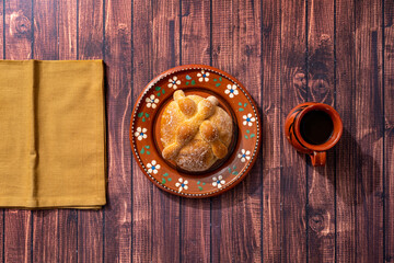 Traditional Mexican bread of the dead also known as 