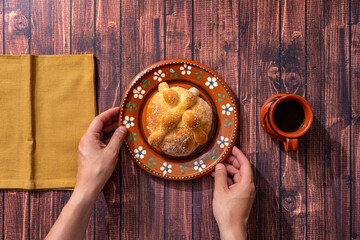 Traditional Mexican bread of the dead also known as 