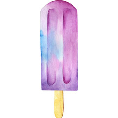 Watercolor ice cream. Fruit dessert.