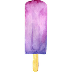 Watercolor ice cream. Fruit dessert.