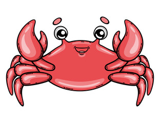 Cartoon cute crab. Vector illustration isolated on white background.