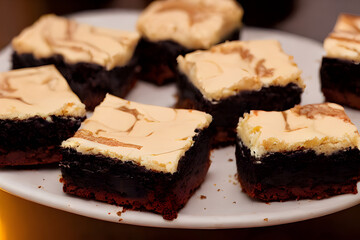 picture of brownies, a sweet and sugary baked food, yummy high calorie snack