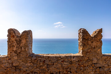 Cefalu, Sicily - Italy - July 7, 2020: Aerial view from Rocca mountain in Cefalu, Sicily, Italy