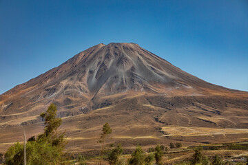 The snow-free Misti volcano near the city of Arequipa in Peru with a height of 5822 meters.