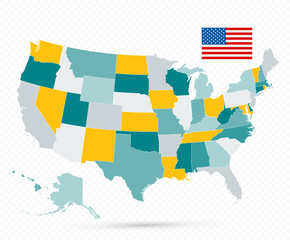 USA Map on transparent background