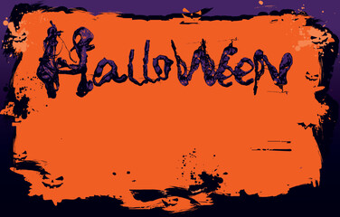 Halloween illustration. Horizontal banner with an inscription on a night background. Frame, flyer. Vector illustration