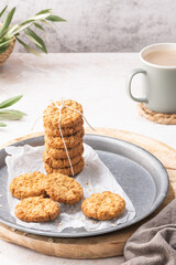 Stack of homemade oatmeal cookies