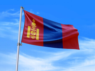 Mongolia flag waving in the wind