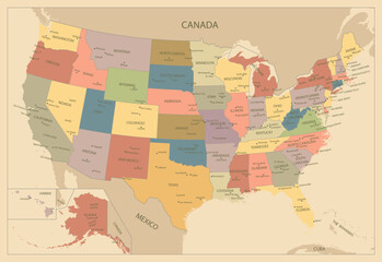 United States Map Old Color