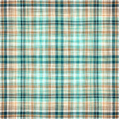 Teal rustic coastal beach house check fabric tile. Seamless sailor flannel textile gingham repeat swatch.