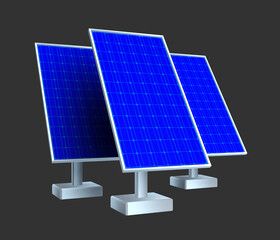 3d Solar Power Station Panels. Solar energy technology. Alternative resources - obrazy, fototapety, plakaty