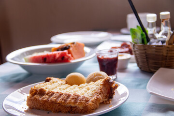 bread and jam for breakfast at the hotel