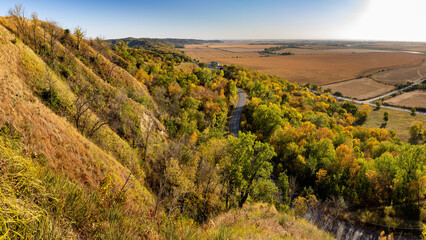 Fall Color in the Loess Hills State Forest.  Loess Hill on the east side of the Missouri River in Iowa