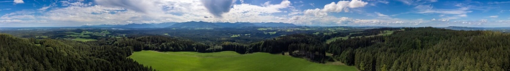 Bayern, Voralpenland, Panorama, 360 Grad, Wolken, Drohnenpanorama, Drohne, Himmel, Oberbayern, Alpen, Alpenblick