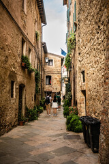 Italien, Pienza, Gasse, Stadt, Altstadt, Tourismus, Strasse, Gebäude, Weg, Toskana, Innenstadt,...