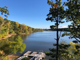 A view of the lake from the viewing platform at Hempstead Lake State Park, Long Island, New York.