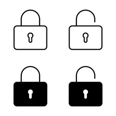 Locked Unlocked Security Icon Set