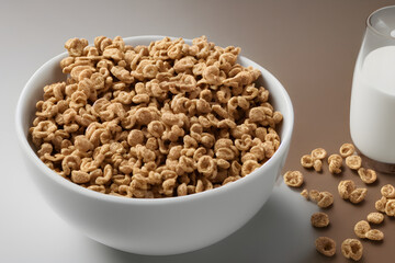 cereal and milk, a healthy breakfast food, good nutrition staple food item